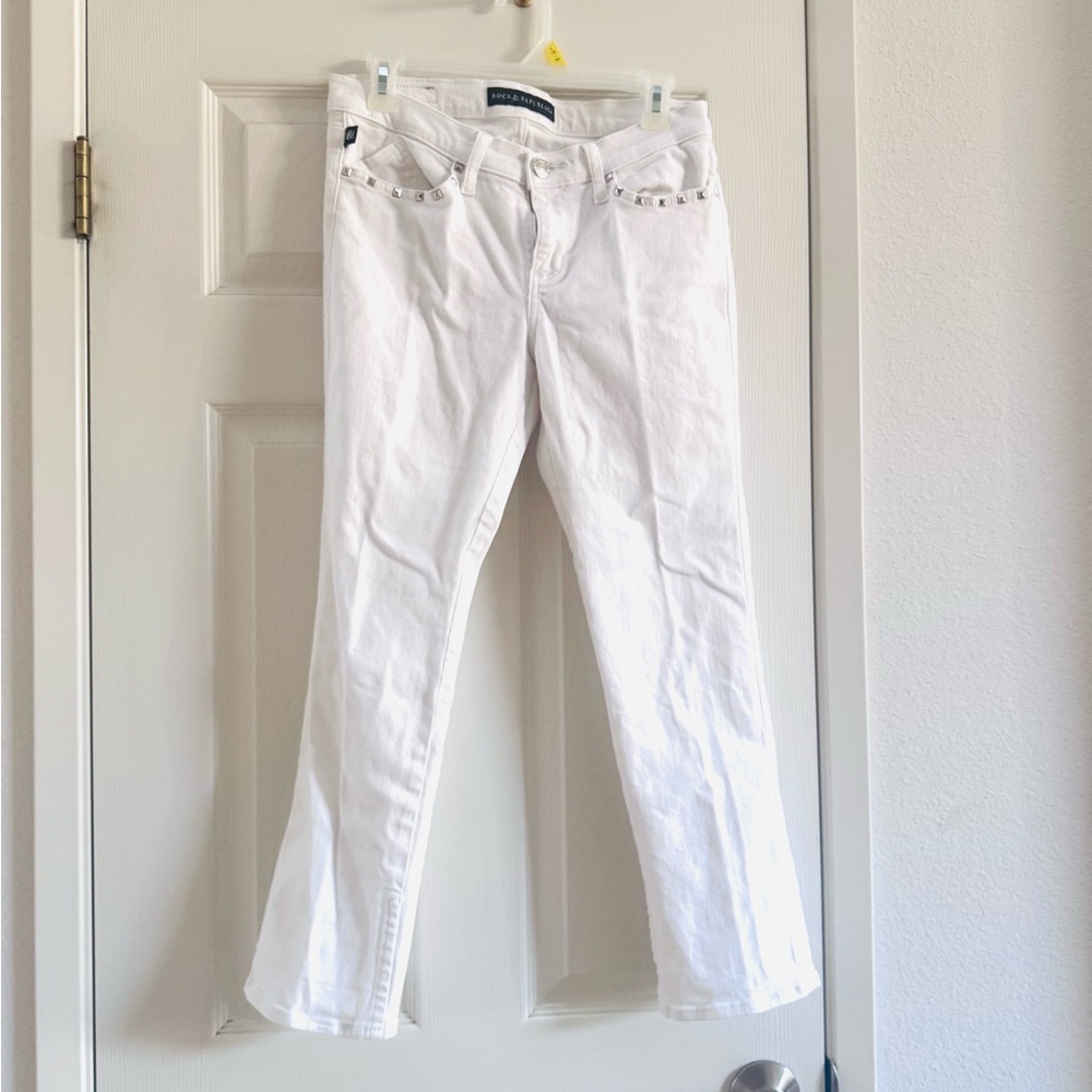 Rock & Republic White Straight Leg Women's Pants